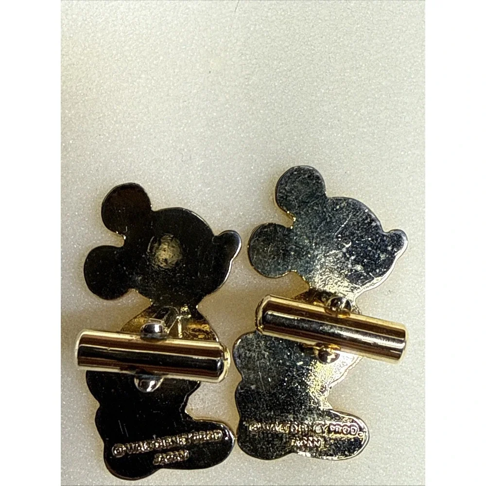 Vintage 1980s Walt Disney Mickey Mouse Enamel Cufflinks Japan Pair